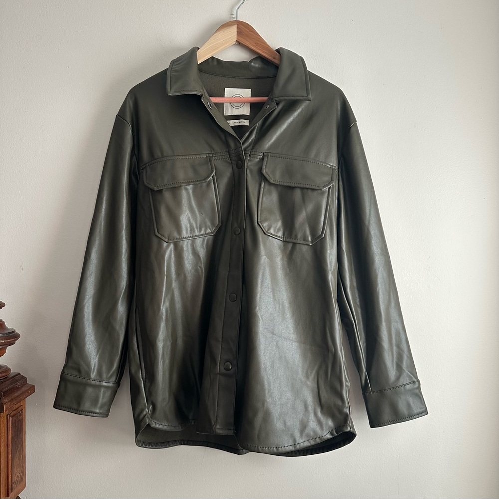 Stoosh • Faux Leather Longline Shacket‎